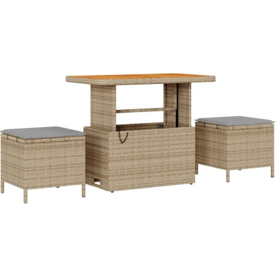 Afbeelding van vidaXL 9 delige Tuin Sofa Set met Kussens Beige Poly Rattan