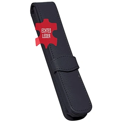 Afbeelding van ONLINE Lederen etui zwart voor een pen, balpenetui, alle merken schrijfgerei, echt leer, cadeau idee vulpen leren etui, afmetingen: (LxBxH) 14,5 x 2,5 cm
