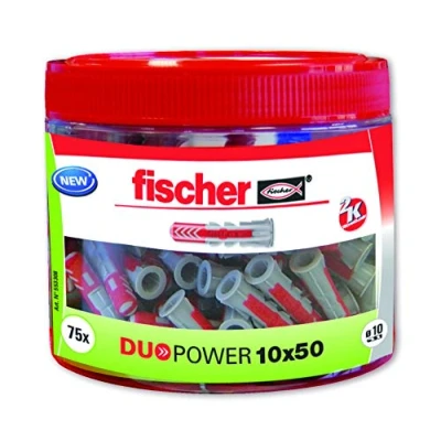 Afbeelding van fischer Nylon pluggen, grijs en rood, 10 x 50 (75 pluggen)