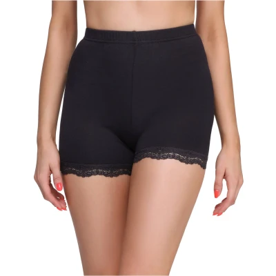 Afbeelding van Merry Style MS MS10 294 LE Dames Leggings Sport Vrijetijdsbroek Kort Met Kant Viscose Boxershorts Sporbroek Yogabroek Zwart S