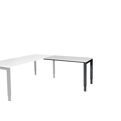 Afbeelding van Domino aanbouwtafel, hoogte instelbaar (62 85cm) met 120x60cm &#039;zwevend&#039; krijtwit 25mm blad en zwart (RAL9005) N poot frame
