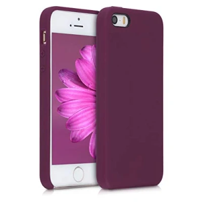 Afbeelding van kwmobile telefoonhoesje geschikt voor Apple iPhone SE (1.Gen 2016) / 5 5S Hoesje met siliconen coating Smartphone case in bordeaux violet