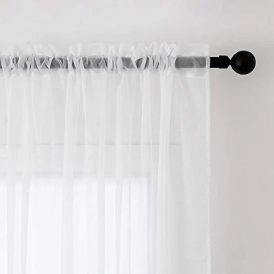 Afbeelding van MIULEE voile gordijn transparant van eenkleurig stang doorgang woonkamer luchtig deco voor slaapkamer set 2 260 x 140 cm (H B), Rod Pocket wit