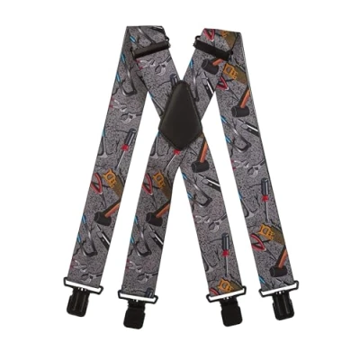 Afbeelding van Olata Heavy Duty Gereedschap Patroon Bretels (Grijs) 5 cm. X Vorm (Zwarte Clips)