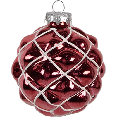Afbeelding van Clayre &amp; Eef Kerstbal Ø 8x8 cm Rood Glas Kerstboomversiering