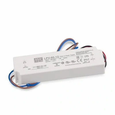 Afbeelding van LED voeding transformator Mean Well LPV 60 12 schakelvoeding, 12V / 5A 60W IP67 voor verlichting