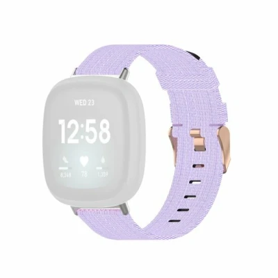 Afbeelding van Fitbit Versa 3/4 &amp; Sense 1/2 Canvas nylon bandje Lila