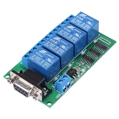 Afbeelding van 12V 4Ch DB9 RS232 relaismodule afstandsbediening UART seriële poortschakelaar voor automotor