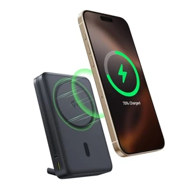 Afbeelding van Baseus Nomos Qi2 Magsafe Powerbank, 15W Magnetische Powerbank voor iPhone 16/15/14/13, Externe Batterij 45W USB C Snel Opladen, 10000mAh Opvouwbaar met Display, Klein Maar Sterk, Zwart