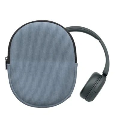 Afbeelding van kwmobile headset case compatibel met Sony WH CH520 / CH510 MDR ZX110 hoes 22,5 x 17 cm Koptelefoon cover rits In vintage blauw