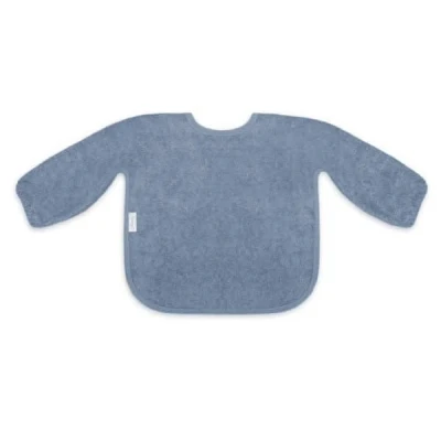 Afbeelding van Funnies Slab met Mouwen Grey Blue Zachte voor Baby’s 100% Katoenen Badstof Makkelijk Wasbaar in de Wasmachine Slabbetjes, Kwijlslab, Schort, Kliederschort, Eet en Speelslab Ideaal Eten, Knutselen Spelen