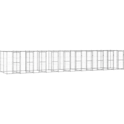 Afbeelding van vidaXL Hondenkennel met dak 24,2 m² gegalvaniseerd staal