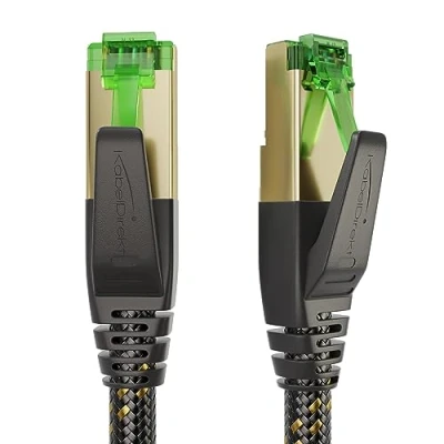 Afbeelding van KabelDirekt CAT7 Ethernet kabel met drievoudige afscherming en flexibele nylon mantel 5m 10 Gigabit LAN/netwerkkabel (geschikt voor high speed netwerken/gaming/switch/router/PC, RJ45)