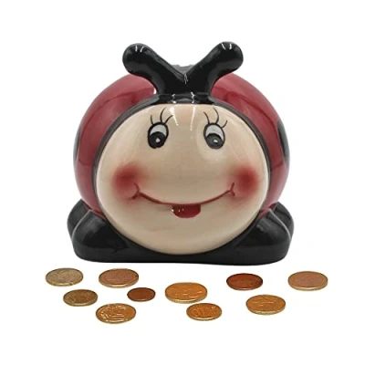 Afbeelding van Dekohelden24 Keramische spaarpot als lieveheersbeestje spaar kever saving box, grootte L/B/H: ca. 15 x 13 12 cm, cm