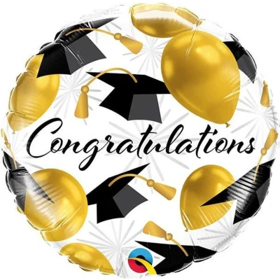 Afbeelding van Qualatex Folieballon Congratulations (Geslaagd) Zonder vulling 46 cm