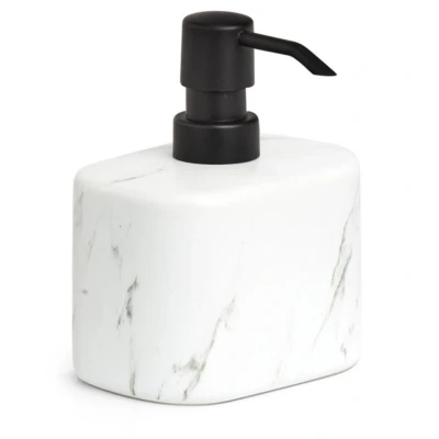 Afbeelding van Zeller Zeeppompje/dispenser keramiek wit marmer look luxe 13 cm