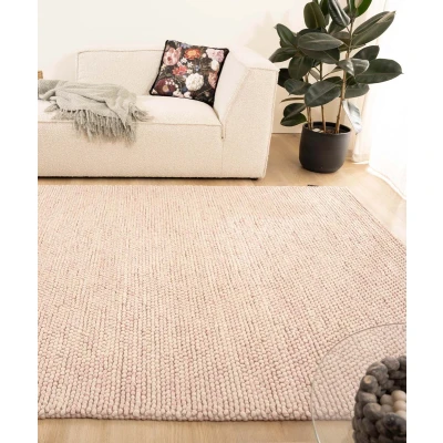 Afbeelding van Wollen Vloerkleed Fjell Crème/roze 160x240 Cm