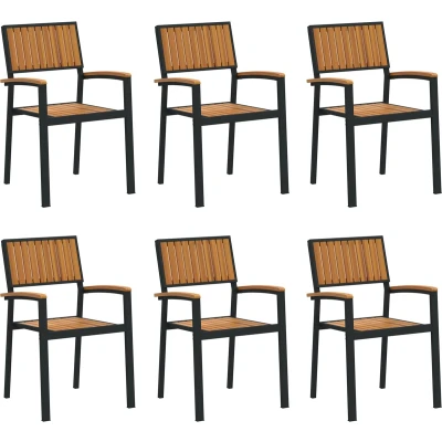 Afbeelding van vidaXL Tuin Eetstoelen Set van 6 Zwart Metaal en Hout Duurzaam