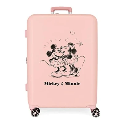 Afbeelding van Disney Mickey &amp; Minnie Kisses koffer, middelgroot, 48 x 70 26 cm, ABS, geïntegreerde TSA sluiting, 88 l, 3 stuks, kussen nude, Eén maat, Middelgrote koffer