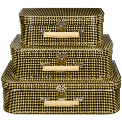 Afbeelding van Kofferset 3delig 25 30 35 cm pied de poule beige/zwart
