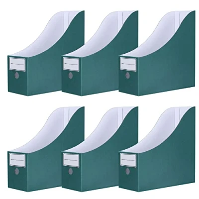 Afbeelding van Srvnpioy Tijdschriftenrek, Tijdschriftenmaphouder met Etiketten, 6 Stuks, Gemaakt van Karton, 10cm Rug, Groente