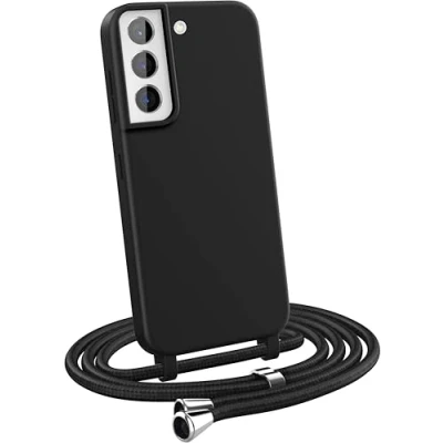 Afbeelding van MyGadget Hoesje met sleutelkoord voor Samsung Galaxy S21 Plus Siliconen telefoonhoesje crossbody nekhouder koordband draagriem bescherming touw in zwart