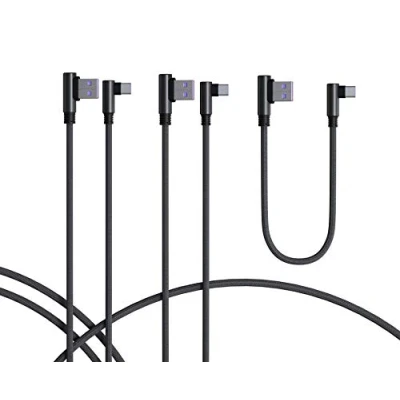 Afbeelding van TECHGEAR USB C kabel, 3 pack Type 90 graden haakse synchronisatie en snellaadkabel compatibel met Huawei P50, Moto G30, Samsung Note 20 S22 S21 S20 A12 A32 A52 A53 5G, OnePlus 9 7, Pixel 6 4 enz