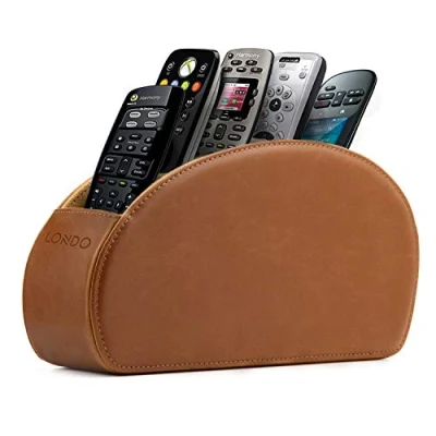 Afbeelding van Afstandsbedieningshouder met 5 vakken, ruimte voor dvd, blu ray, tv von Apple afstandsbedieningen, echt leeg suÃ¨de voering, slank, compact opslag in de woonkamer (Damson)