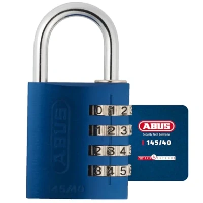 Afbeelding van ABUS Cijferslot 145/40 blauw kofferslot, spindslot en nog veel meer aluminium hangslot individueel instelbare cijfercode veiligheidsniveau 4
