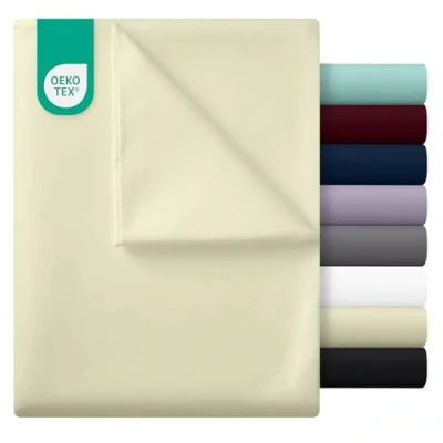 Afbeelding van Utopia Bedding Vlakke Laken, Eenvoudig onderhoud Zachte geborstelde Microvezel Stof, Krimp en Vervaagt Bestand (225 x 255 cm, Beige)