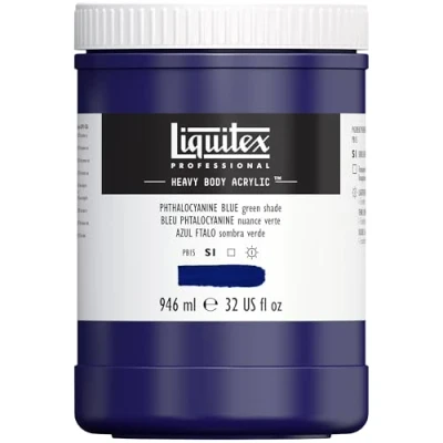 Afbeelding van Liquitex 4413316 Professional Heavy Body Acrylfarbe in Künstlerqualität mit ausgezeichneter Lichtechtheit buttriger Konsistenz, 946ml Topf Phthaloblau (Grünton)