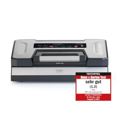 Afbeelding van CASO VRH 790 advanced Pro, handmatig vacuümverpakker tot 200 vacuümprocessen non stop, met gepatenteerde CASOTEK vloeistoffunctie, dubbele lasnaad, incl. vacuümzakken praktische bodem