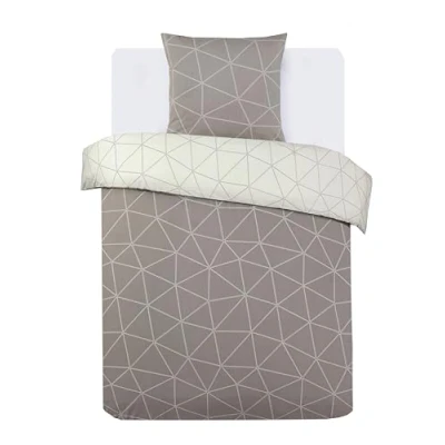 Afbeelding van Vision Hugo Omkeerbaar Beddengoed Beige Dekbedovertrekset 140 x 200 cm met 1 kussensloop voor persoonsbed 100% Katoen