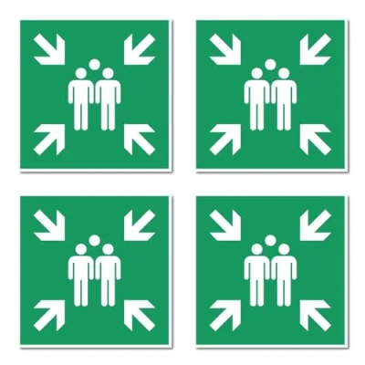 Afbeelding van Verzamelpunt, reddingstekens: E007 DIN EN ISO 7010 / ASR A1.3 stickers: 7,5 cm, 4 stuks