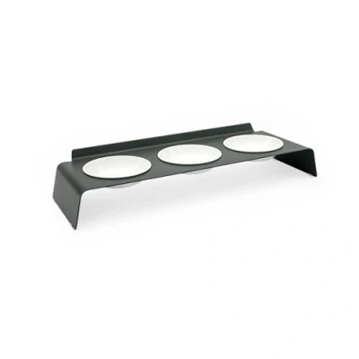 Afbeelding van LucyBalu® BUFFET Verhoogd Voerstation met 3 Bakken voor Katten Verhoogde Ergonomische Kattenvoerbak Drinkbak Set Antraciet