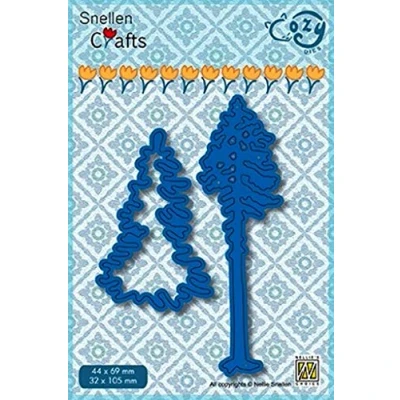 Afbeelding van Nellie Snellen snijmal 44 x 105 mm SCCOD008 Cozy Dies bomen 2 dennenbomen spar kerstbomen