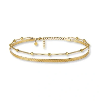 Afbeelding van enkelbandje goud voor dames I Multi rij Verstelbaar Gouden slangenketting voetsieraden Waterdicht