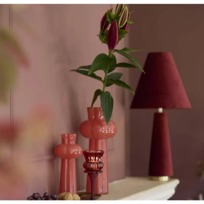 Afbeelding van Light &amp; Living Tafellamp Devia Velvet Bordeaux
