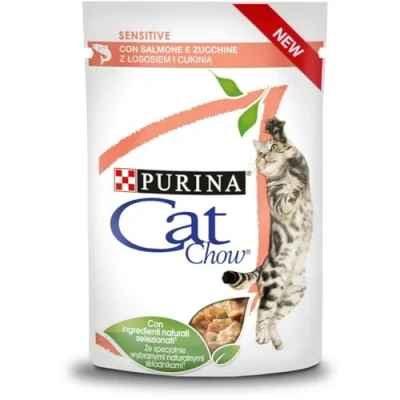 Afbeelding van 24 x 85 g Cat Chow Sensitive Zalm &amp; Courgette Kattenvoer