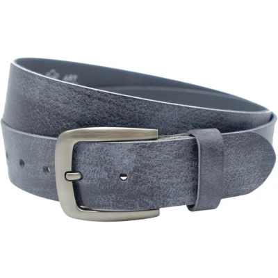 Afbeelding van Exclusieve heren/dames riemen leer blauw Taillemaat: 100 Brede leren Riem Stoere Buffelleer Navy