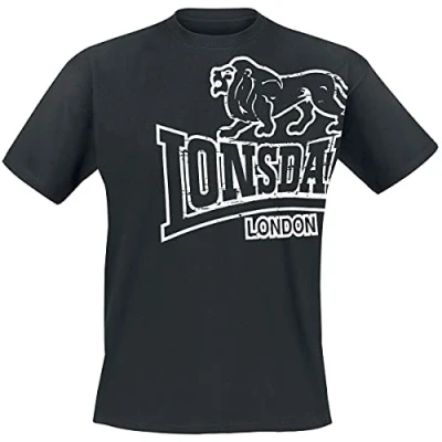Afbeelding van Lonsdale Normale Passform Langsett Tshirt print, Heren, Maat: 3XL, Black