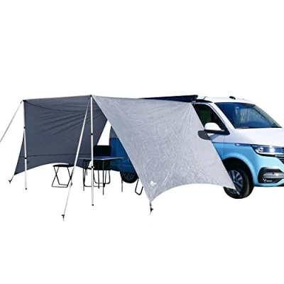 Afbeelding van yourGEAR Tropea camperzeil met zijwanden, waterdicht camperluifel een uv bescherming van 50+ en waterkolom 5000 mm, luifel voor campers, bestelwagens auto&#039;s incl. stokken