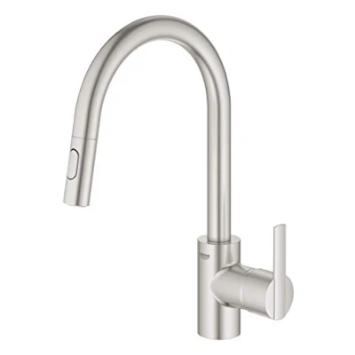 Afbeelding van Grohe feel keukenmengkraan eengreeps dual spray uittrekbaar 381mm hoogte 223mm voorsprong uitloop hoog draaibaar supersteel 31486dc1