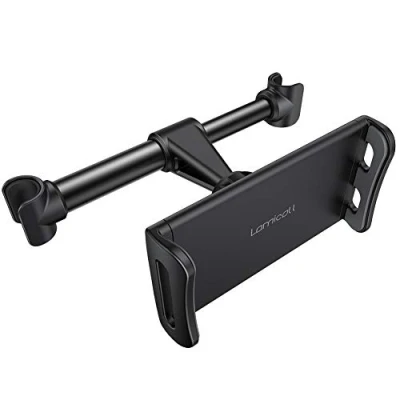 Afbeelding van Lamicall Auto Hoofdsteun Tablet Houder Universeel 360 Roterende Stoel Standaard voor alle 4,4 11&quot; Tablets, iPad Pro 9.7, 10.5, 10.2, Air mini 2 3 4, Switch, Tab, Telefoons Zwart