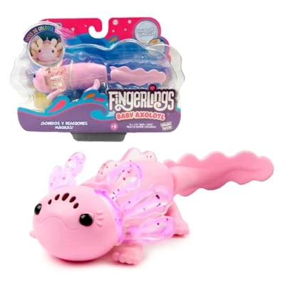 Afbeelding van Bizak Axolot Fingerlings Interactief, roze achillotte, die niets echt is, met meer dan 50 geluiden en reacties, weet wanneer hij in de hand ligt je stemming raden (61853142)