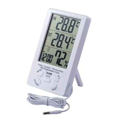 Afbeelding van JZK TA298 Digitaal LCD binnenapparaat en buitentemperatuur hygrometer temperatuur vochtigheidsmeter meterweergave voor thuis of op kantoor, wit