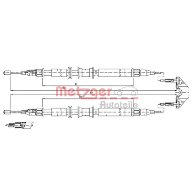 Afbeelding van METZGER 11.5791 Handremkabel Achter 1355/1157+1355/1157mm Trommelrem COFLE OPEL: Zafira A (T98) 2.2 16V, 2.0 DTI OPC, 1.6 CNG, 16V