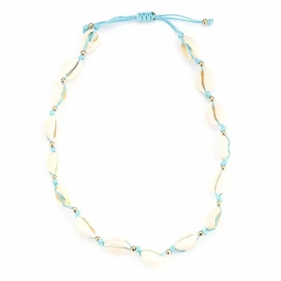 Afbeelding van Bijoutheek Collier Schelpen Gold Balls Turquoise
