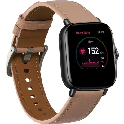 Afbeelding van kwmobile lederen horlogebandje geschikt voor Huami Amazfit GTS 4 Mini / 2 polsband Echt leren smartwatch bandje Activity tracker horloge band in oudroze bruin