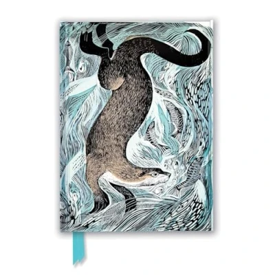 Afbeelding van Angela Harding: Fishing Otter (Foiled Journal): Unser hochwertiges, liniertes Blankbook mit festem, künstlerisch geprägtem Einband und Magnetverschluss